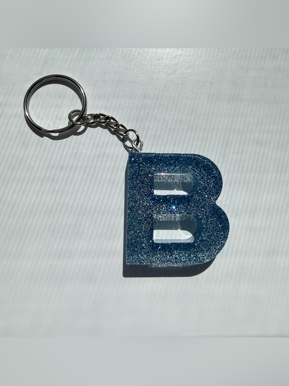 Blue B Resin Handmade Keychain